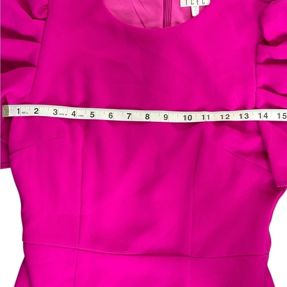 TCEC Pink Puff Sleeve Crew Neck Mini Dress - Picture 6 of 7